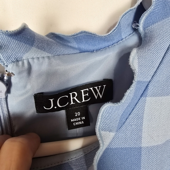 J. Crew Ruffle-trim sheath dress in gingham stretch crepe In Bright Periwinkle - Picture 10 of 13
